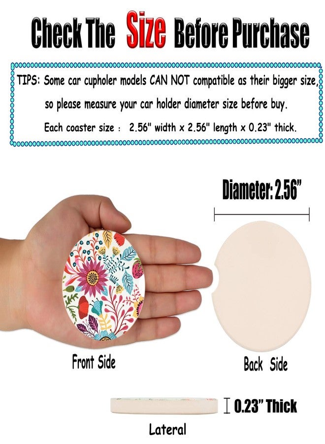 LogHog Sunflower Small 2.56" Absorbent Auto Coasters 2 Pack, Ceramic Car Accessories, Absorb Spills to Keep Cupholders Clean - Image 5