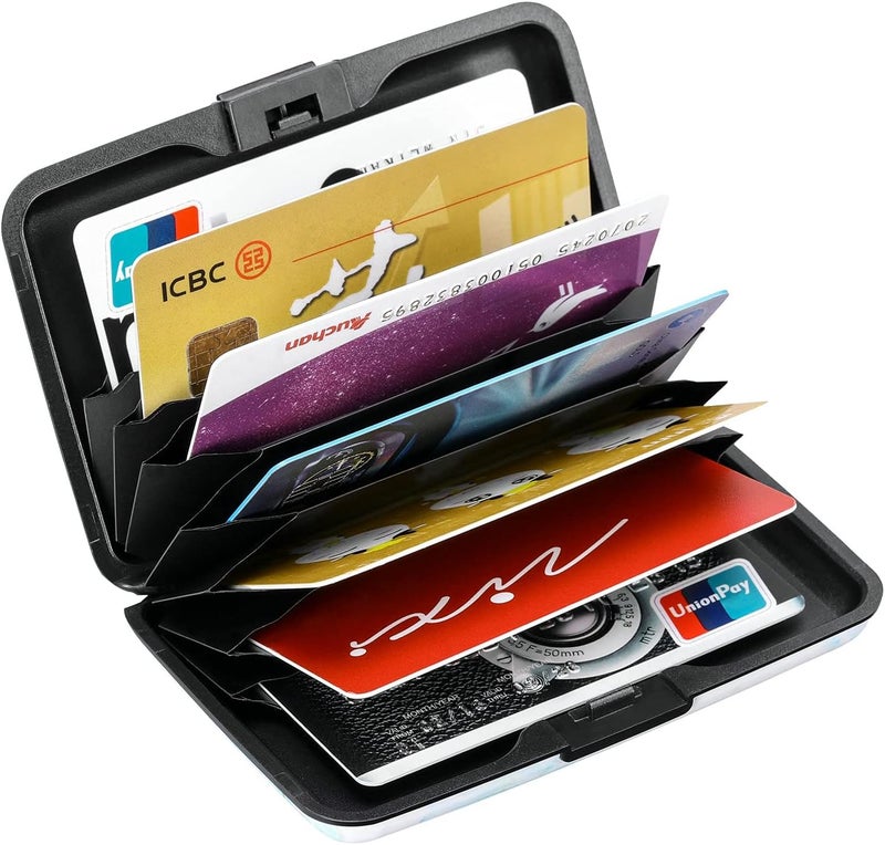 ELFISH Mini RFID Aluminum Wallet Credit Cards Holder Business Card Case Metal ID Case for Men Women (Green Marble) - Image 5