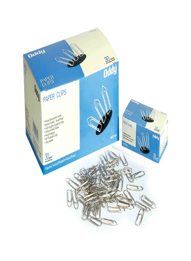 Oddy 30mm Smart Medium Nickel Plated Paper Clip (Set of 10 Dibbi) - Image 1