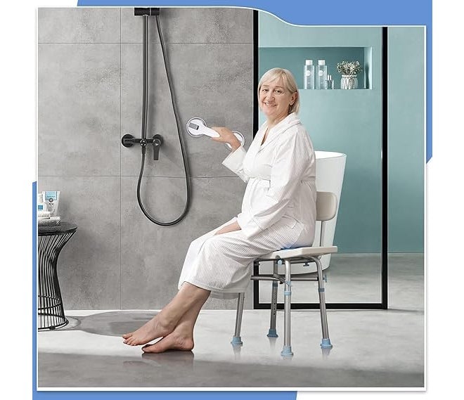 AESTROKE Bathroom Safety Grip Handle, Suction Cup Shower Support Bar, Tool-Free Installation, White - Image 3