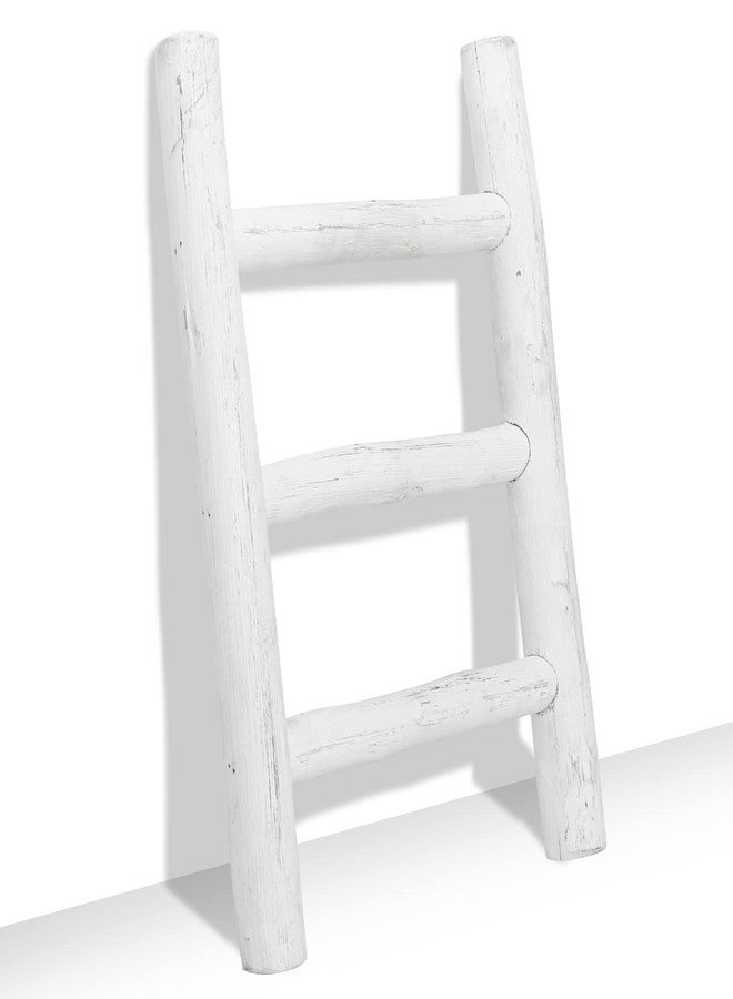 FUIN Fully Assembled Wooden Tea Towel Ladder, Mini Ladder Towel Rack Display Hanger, Small Rustic Farmhouse Tea Towel Stand Holder for Country Bathroom Decor, White - Image 1