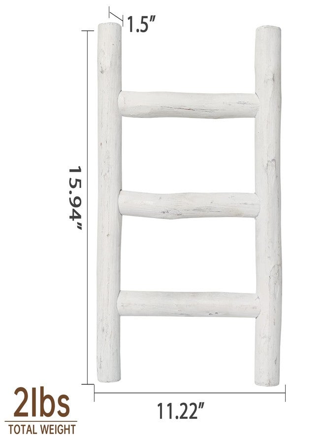 FUIN Fully Assembled Wooden Tea Towel Ladder, Mini Ladder Towel Rack Display Hanger, Small Rustic Farmhouse Tea Towel Stand Holder for Country Bathroom Decor, White - Image 4