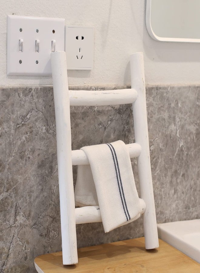 FUIN Fully Assembled Wooden Tea Towel Ladder, Mini Ladder Towel Rack Display Hanger, Small Rustic Farmhouse Tea Towel Stand Holder for Country Bathroom Decor, White - Image 5