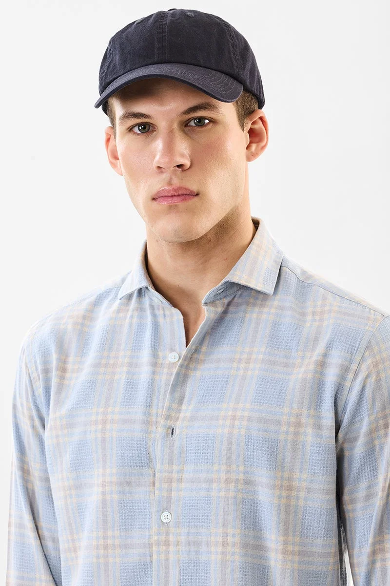 سنيتش قميص كتان كاروهات بقصة ضيقة