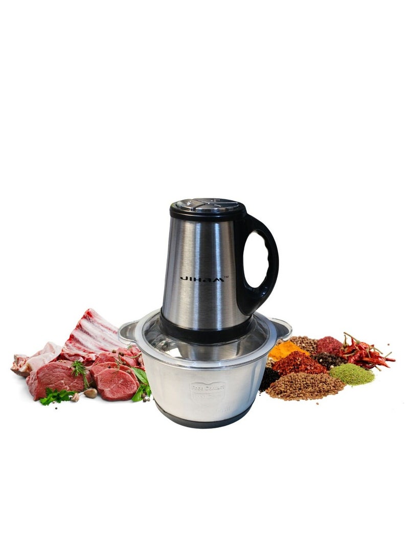 JIHAM Food Chopper 200W 2L Stainless Steel Powerful Multi Food Chopper For Meat double layer four knives Vegetables Fruits And Nuts - Image 2