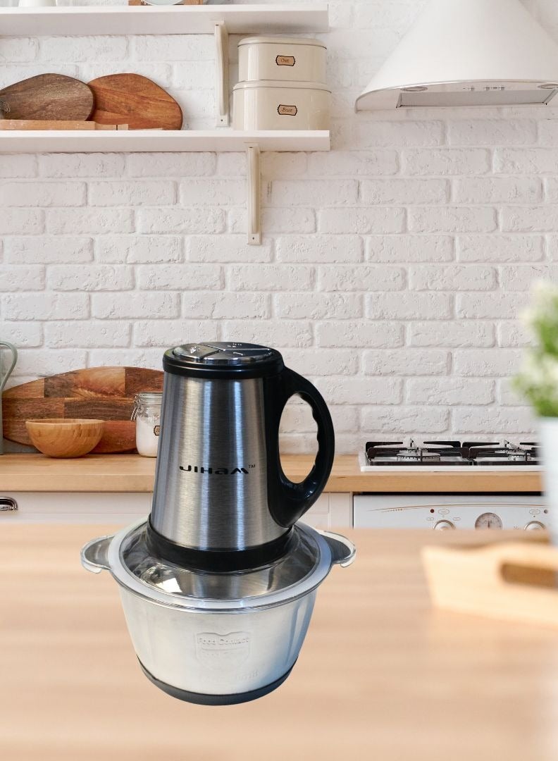 JIHAM Food Chopper 200W 2L Stainless Steel Powerful Multi Food Chopper For Meat double layer four knives Vegetables Fruits And Nuts - Image 4