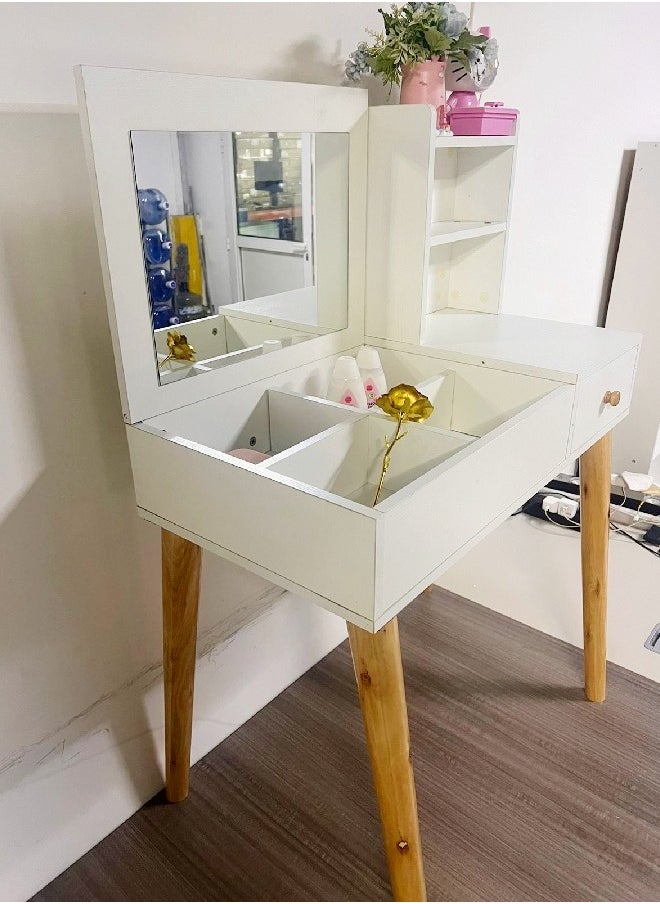 C&C Home Multifunction Modern Upgraded Design One Drawer Vanity Makeup Glass Mirror Dressings Storage 15 mm Thickness Wood Sheet Table 80 x 40 x 111 cm  - Image 2