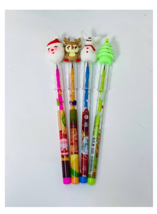 20-Pack Christmas Stackable Pencils (11 Tips Each) - Never-Ending Push-Up Pencils with Caps - Santa, Snowman, & Tree Designs - Ideal for Gifts - Image 2