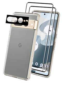 CATANES 4 Packs For Google Pixel 7 Pro TPU Case and 2 Screen Protectors and Camera Lens Protector Clear Anti-Yellowing Transparent Shockproof Protective Phone Case Scratch Resistant Cover  - Image 2