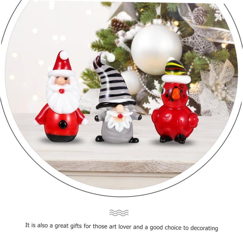 كلاراكو 3 قطع زينة زجاجية للمكتب، زينة سانتا كلوز وطائر، تمثال صغير لتزيين عيد الميلاد - Image 5