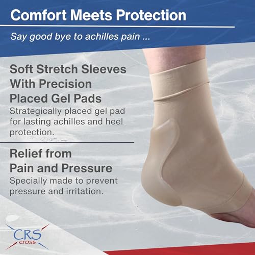 CRS Cross Achilles Heel Gel Sleeves. 1 Pair of Premium Padded Compression Gel Sleeve Socks for Cushion and Protection of Haglunds Bump, Achilles Tendonitis, and Bursitis (X-Large) - Image 2