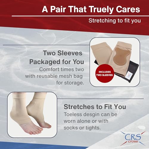 CRS Cross Achilles Heel Gel Sleeves. 1 Pair of Premium Padded Compression Gel Sleeve Socks for Cushion and Protection of Haglunds Bump, Achilles Tendonitis, and Bursitis (X-Large) - Image 3