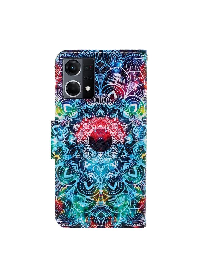 S-TOP Case For OPPO Reno7 4G Colored Drawing Pattern Flip Leather Phone Case - Image 3