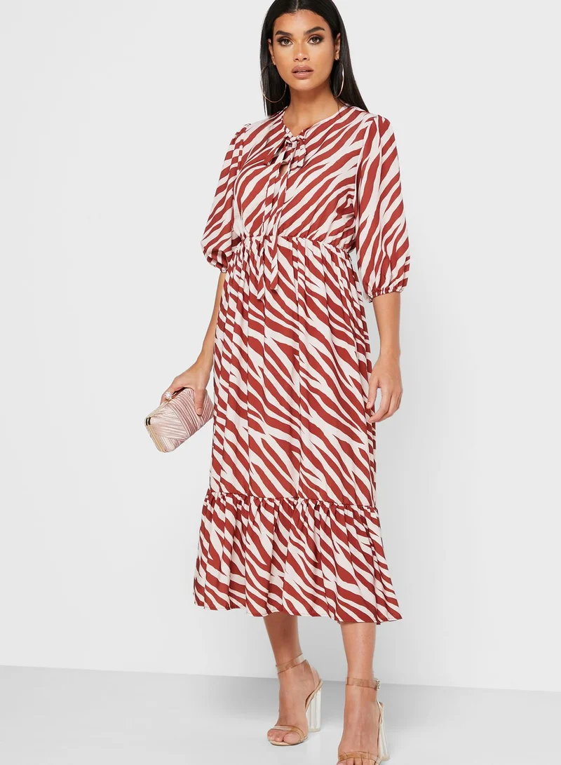 John Zack TIE NECK DETAIL DRESS