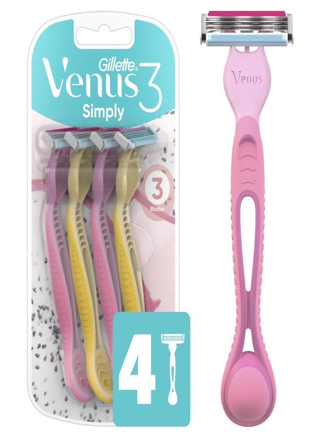 Venus Gillette Venus Simply 3 Dragonfruit Women's Disposable Razor, 4 Count