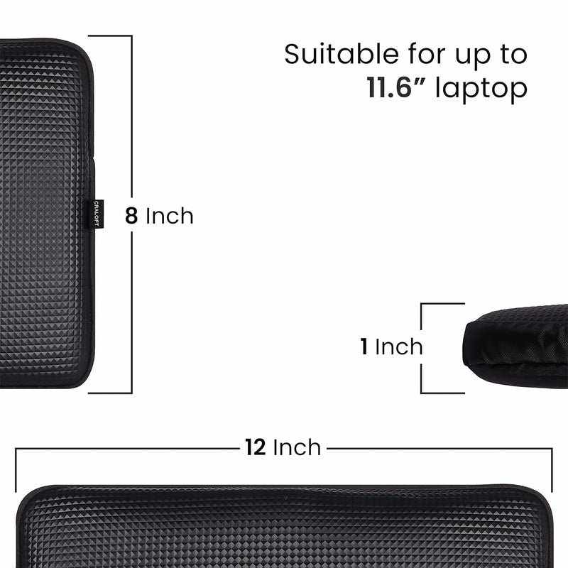 CRALOFT PVC-Sponge Tablet Sleeve Bag/Laptop Sleeve/Case Cover Upto 11.6 Inch with Charger Pouch for iPad/Samsung Galaxy/Lenovo/Mi/Realme for Professional Men and Women (Black_L29) - Image 2