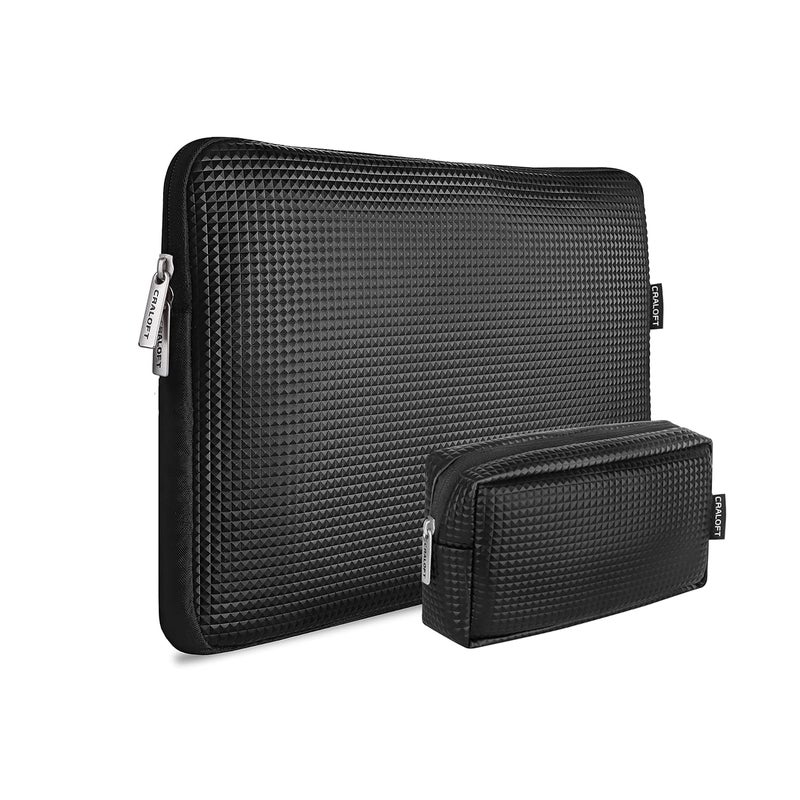 CRALOFT PVC-Sponge Tablet Sleeve Bag/Laptop Sleeve/Case Cover Upto 11.6 Inch with Charger Pouch for iPad/Samsung Galaxy/Lenovo/Mi/Realme for Professional Men and Women (Black_L29) - Image 1