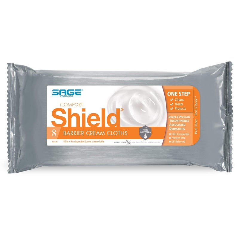 Sage 79051740 Barrier Cream Bath Wipe Comfort Shield 8.5 X 8.5 Inch Soft Pack Dimethicone 7905 Box Of 8