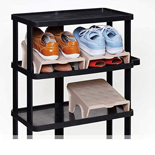 UNIQUE CART Shoe Organizer for Shoe Rack Plastic Shoe Stacker Slotz Space Saver | Double Deck Shoe Holder Adjustable Storage Organiser | Multipurpose Footwear Stand-(Pink,Beige,Blue) Pack of 8 - Image 4