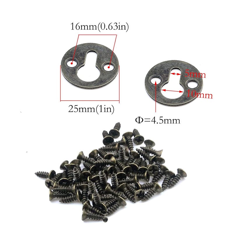 Antrader Metal Round Type Keyhole Shelf Brackets Hangers for Picture Frame Hanging with Screws Pack of 24 Bronze Tone - Image 2