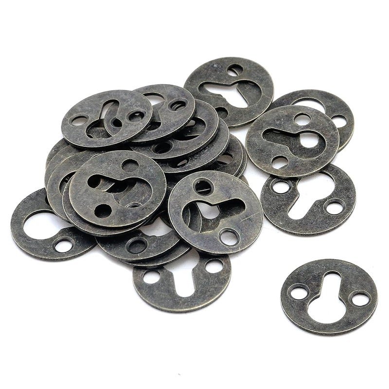 Antrader Metal Round Type Keyhole Shelf Brackets Hangers for Picture Frame Hanging with Screws Pack of 24 Bronze Tone - Image 1