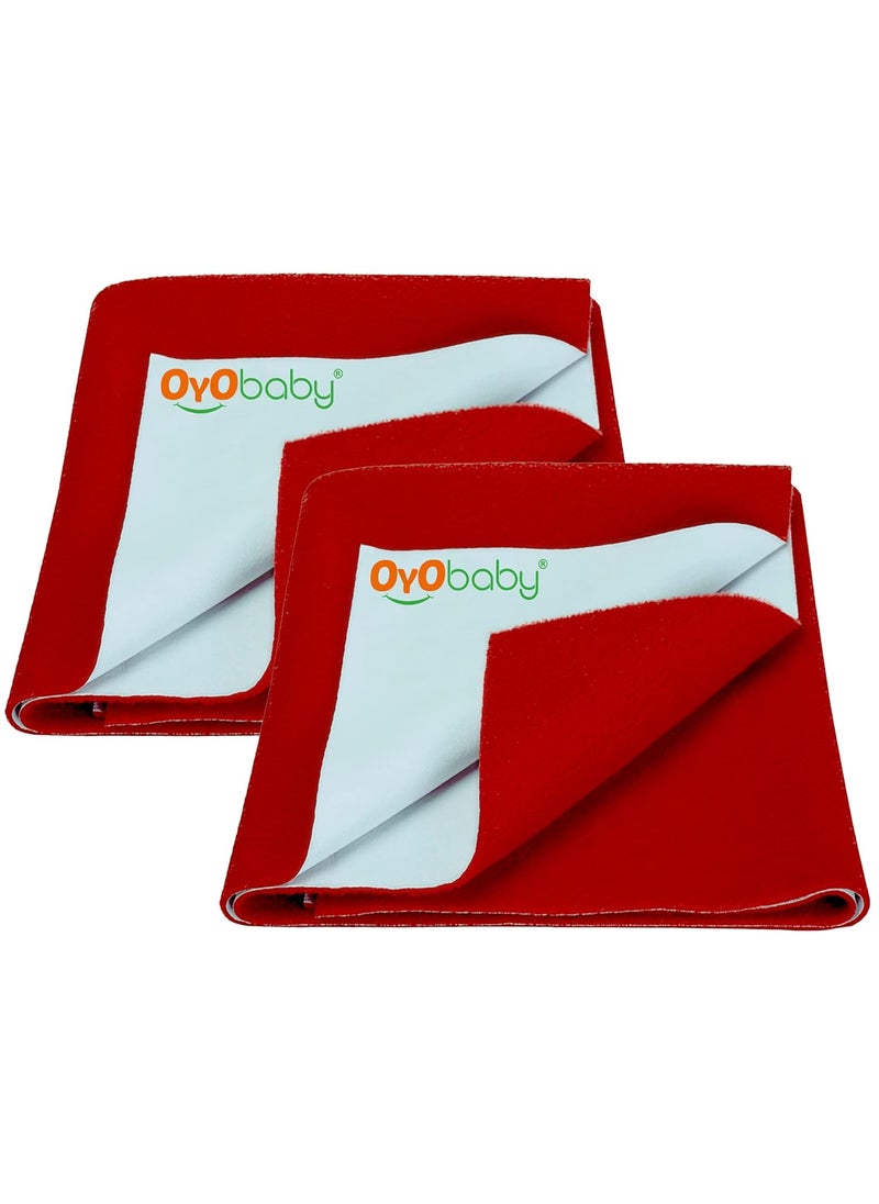 OYO BABY - OYO BABY 100% Waterproof Polycotton Toddler Baby Dry Sheet, Extra Absorbent Infant Bed Sheet for New Born & Toddler Babies, Baby Bedding Protector for Toddler Children, Medium Size, 100 X 70 cm, Red - Image 1