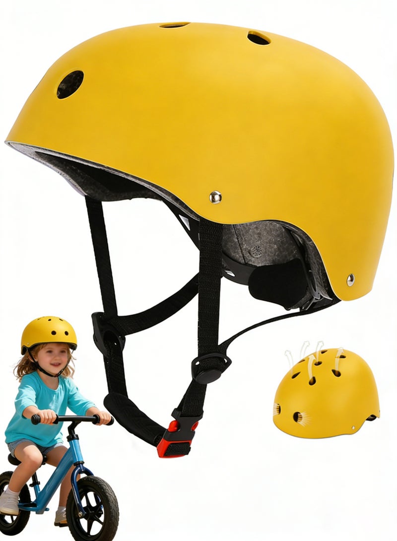 تابيت خوذة دراجة للأطفال، خوذة دراجة للأطفال والرضع قابلة للتعديل، خوذة أمان متعددة الرياضات للأطفال والبالغين والشباب، خفيفة الوزن للسكوتر وركوب الدراجات ولوح التزلج أصفر - Image 1
