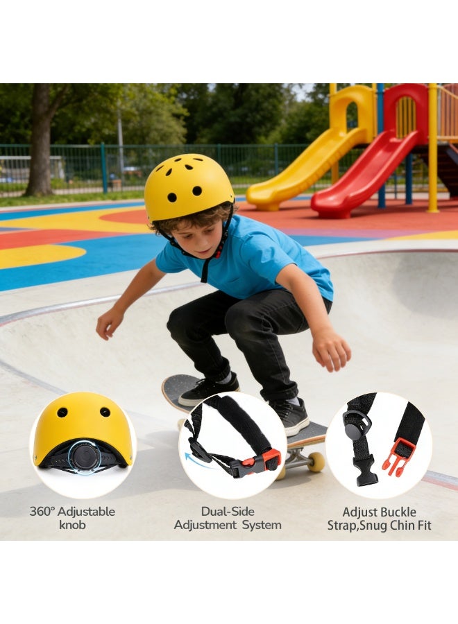 تابيت خوذة دراجة للأطفال، خوذة دراجة للأطفال والرضع قابلة للتعديل، خوذة أمان متعددة الرياضات للأطفال والبالغين والشباب، خفيفة الوزن للسكوتر وركوب الدراجات ولوح التزلج أصفر - Image 3