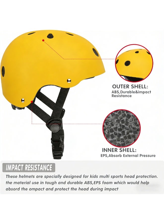تابيت خوذة دراجة للأطفال، خوذة دراجة للأطفال والرضع قابلة للتعديل، خوذة أمان متعددة الرياضات للأطفال والبالغين والشباب، خفيفة الوزن للسكوتر وركوب الدراجات ولوح التزلج أصفر - Image 5