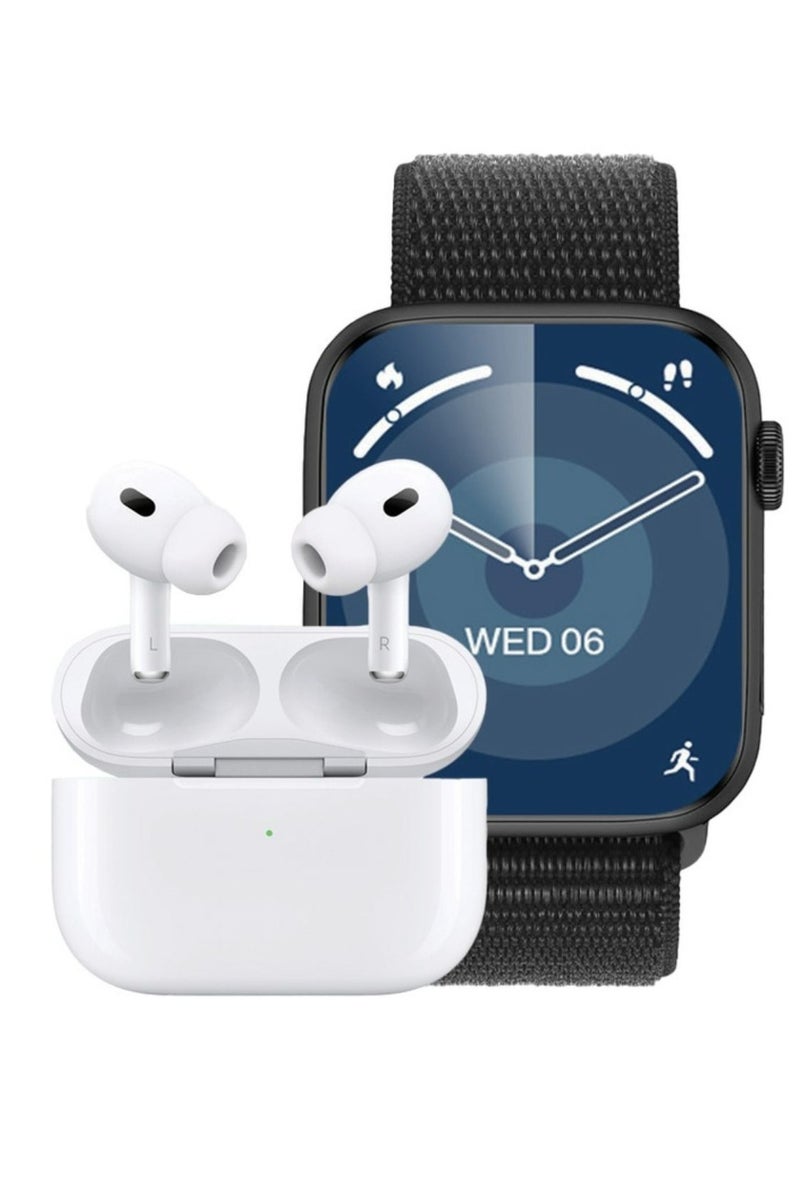 GREEN LION Smart Watch with Earbuds Pro 2 + Active SE, 2.01" IPS Display, 240x296 Resolution, 10-Day Standby, 64MB ROM, IP67 Waterproof, 5H Earbuds Battery, 20H Case Battery, Bluetooth 5.3 (25m Range), Type-C Charging – Black/White - Image 1