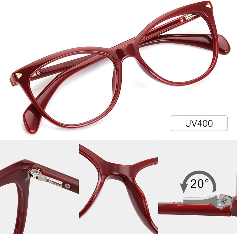 MEETSUN Non Prescription Glasses Frames For Women，Retro Cateye Fake Eyeglasses HD Clear Lens - Image 4
