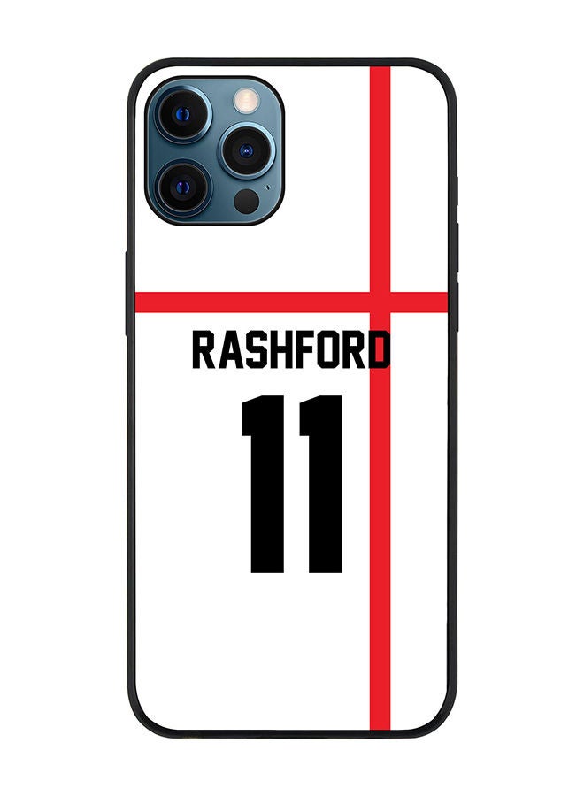 Stylizedd Rugged Black edge case for Apple iPhone 12 Pro Slim fit Soft Case Flexible Rubber Edges Anti Drop TPU Gel Thin Cover - Football Team - England Player Name - Rashford - Image 1