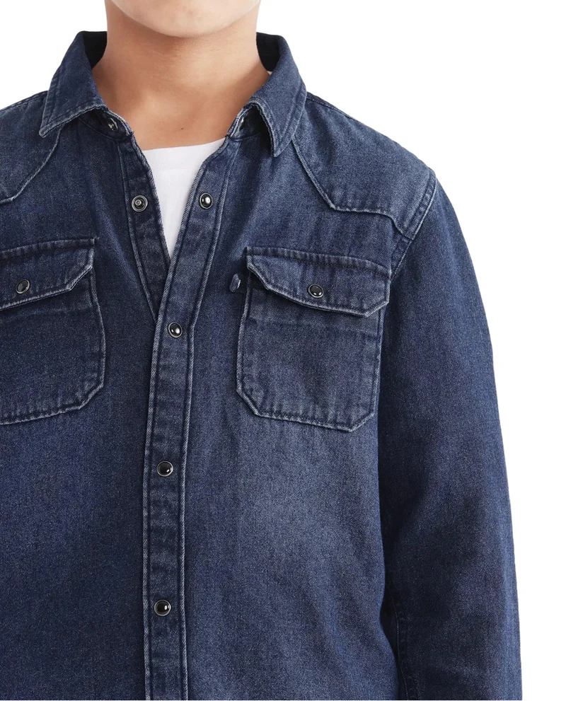 Rare Ones Rare Ones Kids Epan Navy Denim Full Sleeve Spread Collar Solid Shirt