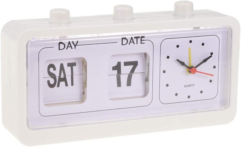 كلاراكو ساعة منبه بتقويم عتيق بثلاثة أزرار قابلة للضغط، لون أسود/أبيض، 20×5×10.8 سم - Image 1