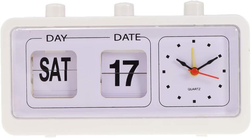 كلاراكو ساعة منبه بتقويم عتيق بثلاثة أزرار قابلة للضغط، لون أسود/أبيض، 20×5×10.8 سم - Image 3