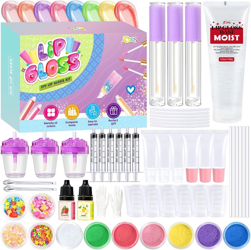 Jcoos Lip Gloss Making Kit, Fun Lip Gloss Kit to Make Your Own Lip Gloss with Moisturizing Lipgloss Base, All-Inclusive Moisturizing Handmade Lip Glaze Supplies Set for Beginner Women - Image 1