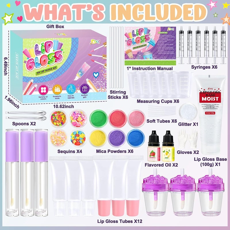 Jcoos Lip Gloss Making Kit, Fun Lip Gloss Kit to Make Your Own Lip Gloss with Moisturizing Lipgloss Base, All-Inclusive Moisturizing Handmade Lip Glaze Supplies Set for Beginner Women - Image 2