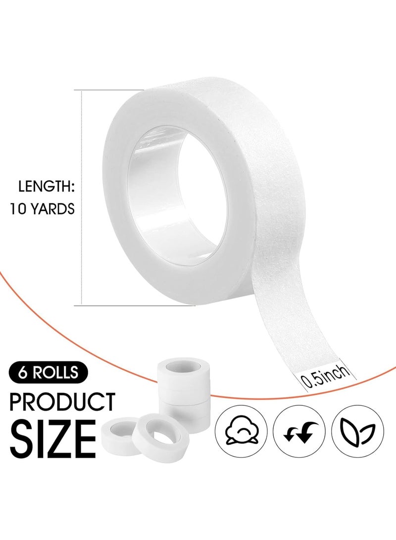 Flexible Skin tape Breathable nose Tape Self Adhesive gauze tape for wounds Injuries Swelling Sports (6 rolls), Micropore paper Tape, 0.5 inches x 10 yards (White) - Image 2