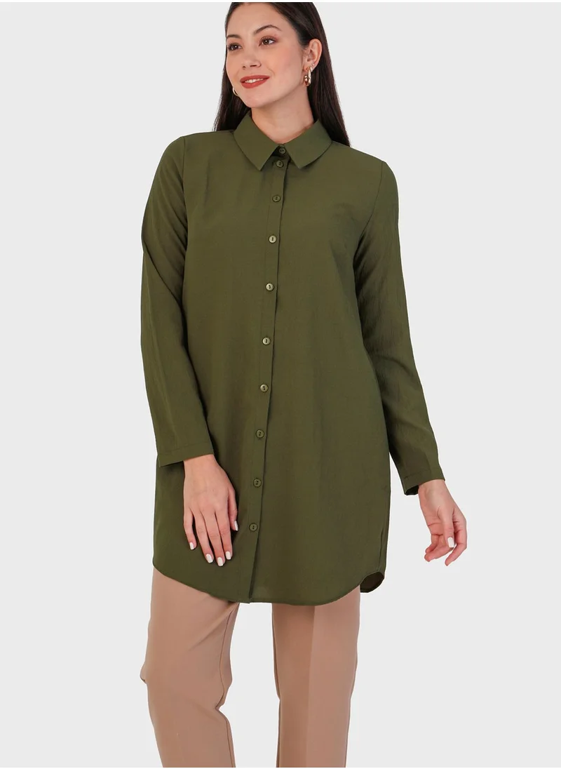 Tavin by Modanisa Button Detail Shirt Tunic