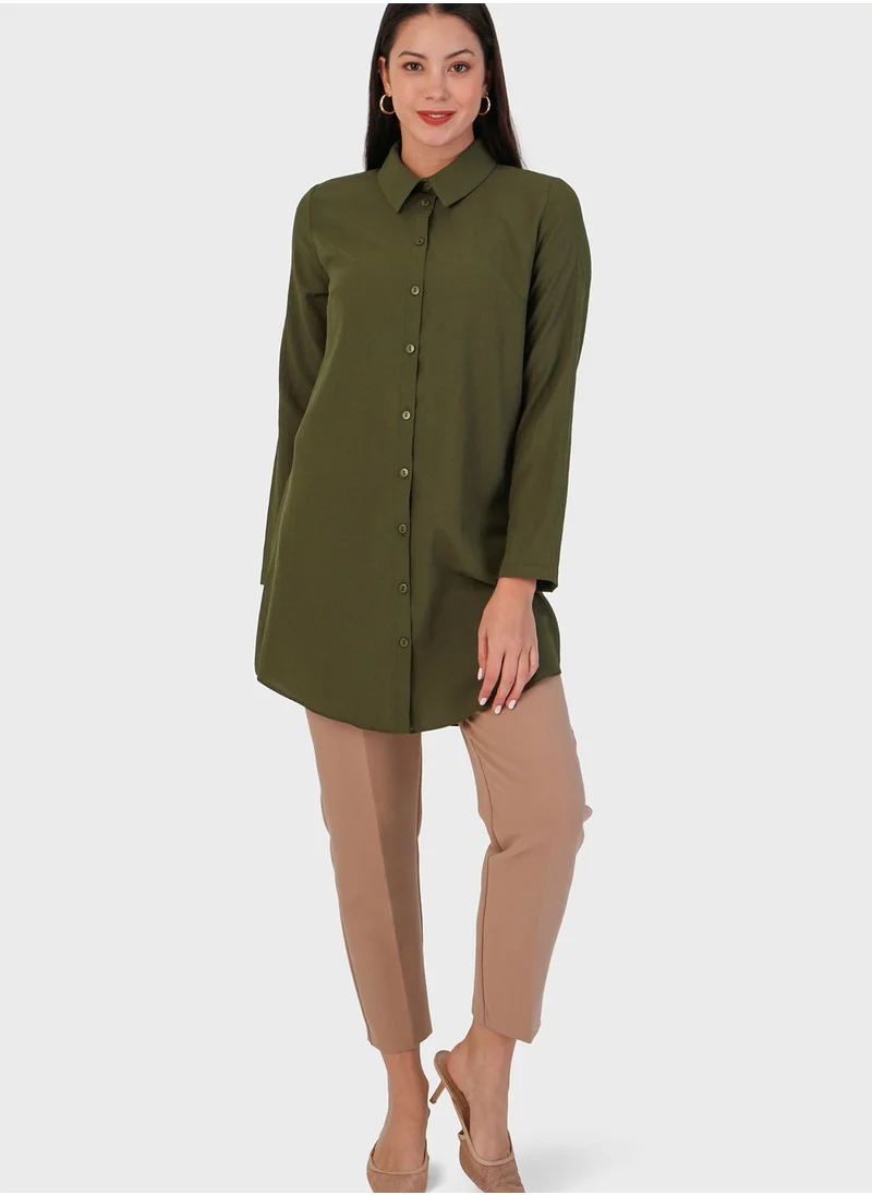Tavin by Modanisa Button Detail Shirt Tunic
