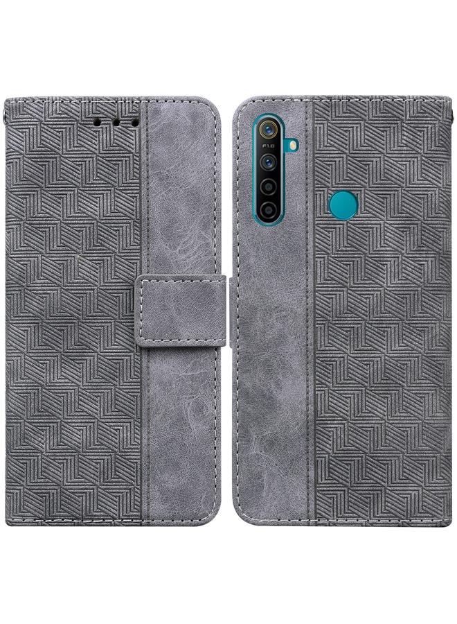S-TOP Case For OPPO Realme 5 / 5s / 6i Geometric Embossed Leather Phone Case - Image 1