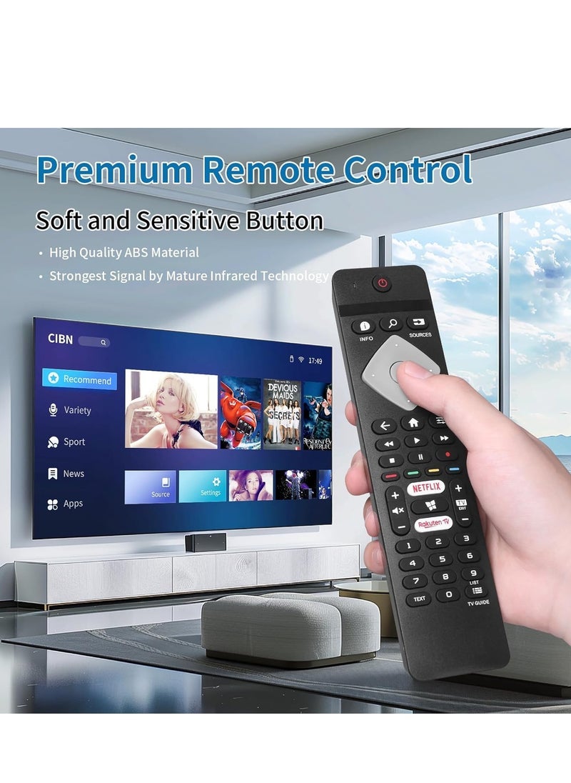 SmartGrist Replacement TV Remote Control Compatible with Philips 4K Smart TV BRC0884301/01 with battery - Image 3