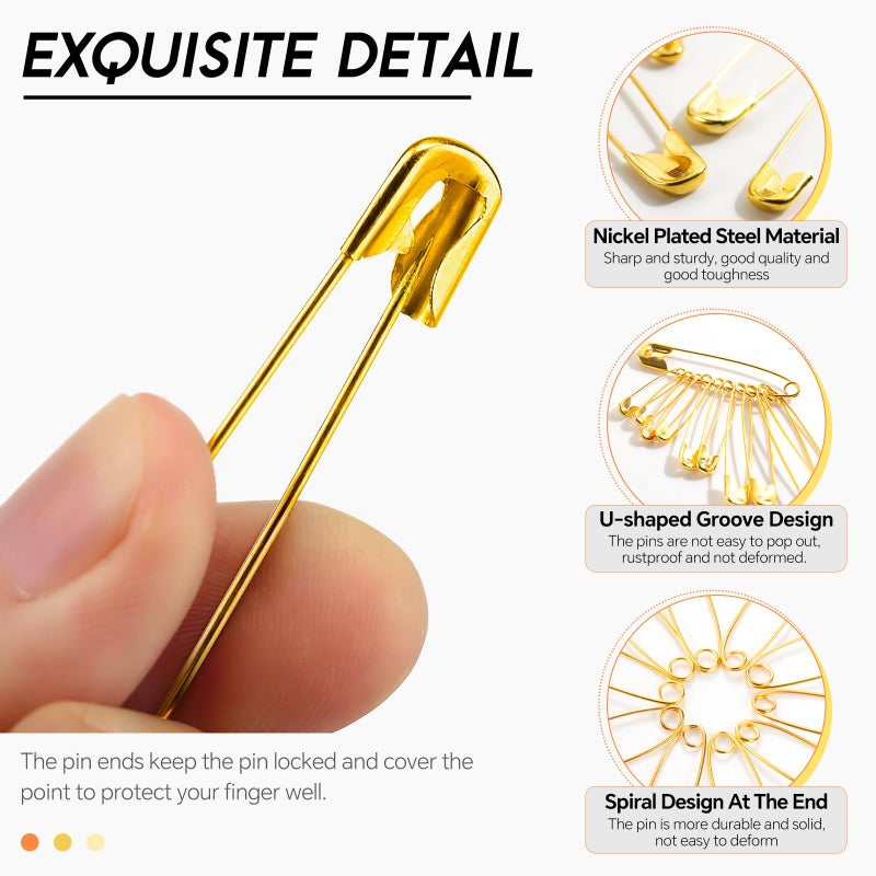 MYYKO 320Pcs Gold Safety Pins Assorted,5 Different Sizes Large and Small Safety Pins for Clothes, Pins for Art,Crafts, Sewing and Jewelry Making - Image 3
