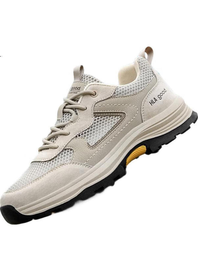 HLA Men'S Outdoor Climbing Breathable Mesh Comfortable Casual Sports Shoes Haagzm1Ehb025 Sand Color Size 42 - Image 2