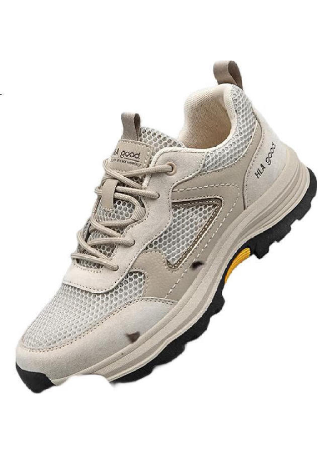 HLA Men'S Outdoor Climbing Breathable Mesh Comfortable Casual Sports Shoes Haagzm1Ehb025 Sand Color Size 42 - Image 1