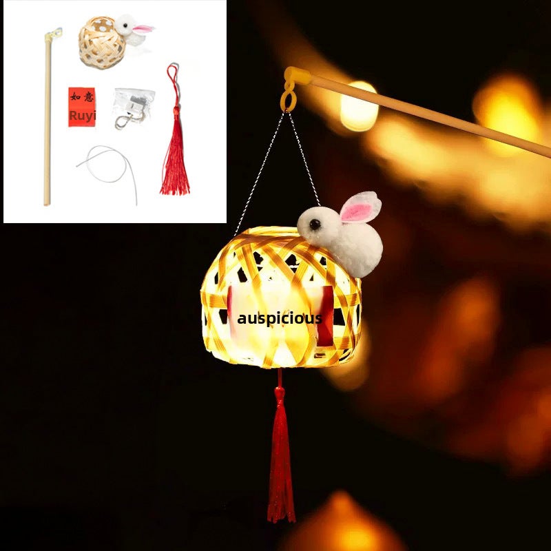 Christmas Handcraft Mini Bamboo Lantern DIY Kit Stick with Rabbit-Sticker Mixed Hair