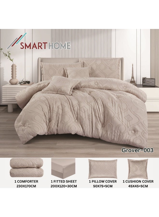 SMART HOME Luxurious embroidered bedspread made of 100% microfiber, reversible bed cover, double-filled duvet cover set, 4-piece sleeping set (filled duvet cover + fitted sheet + pillowcase + square pillowcase). Bedspread measures 2300x170 cm and cover measures 200x120 cm (color same as pictured). - Image 4
