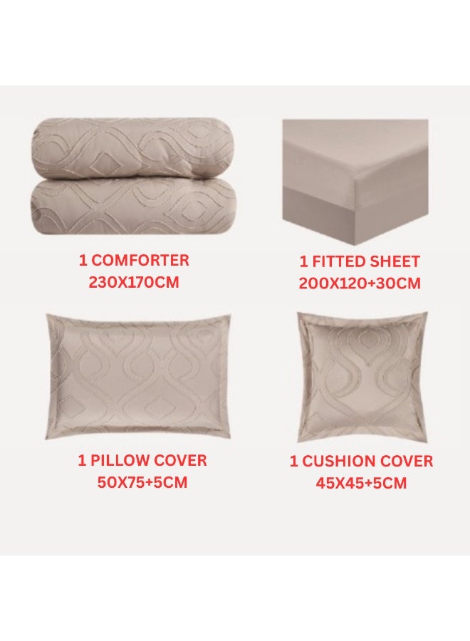 SMART HOME Luxurious embroidered bedspread made of 100% microfiber, reversible bed cover, double-filled duvet cover set, 4-piece sleeping set (filled duvet cover + fitted sheet + pillowcase + square pillowcase). Bedspread measures 2300x170 cm and cover measures 200x120 cm (color same as pictured). - Image 5