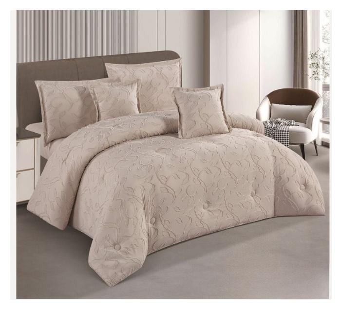 SMART HOME Luxurious embroidered bedspread made of 100% microfiber, reversible bed cover, double-filled duvet cover set, 4-piece sleeping set (filled duvet cover + fitted sheet + pillowcase + square pillowcase). Bedspread measures 2300x170 cm and cover measures 200x120 cm (color same as pictured). - Image 1