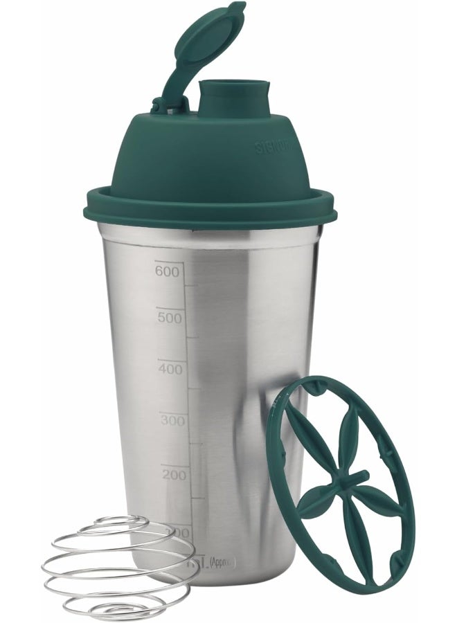SignoraWare Shake n Shake Stainless Steel Protein Shaker Bottle for Pre-Post Workout | Water Bottle | With Blending Wheel and Whisking Wheel | Leakproof with Knob (650ml | Silver | Set 1) - Image 1
